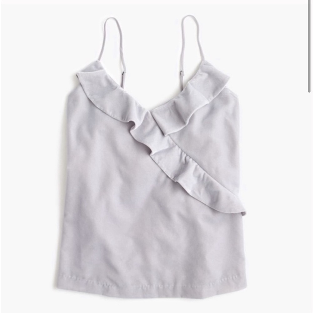 J Crew velvet ruffle cami top